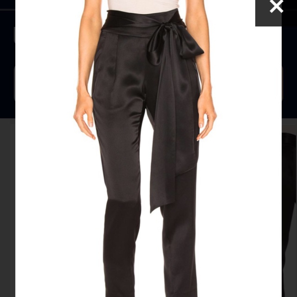 Michelle mason pleat pant with tie in black